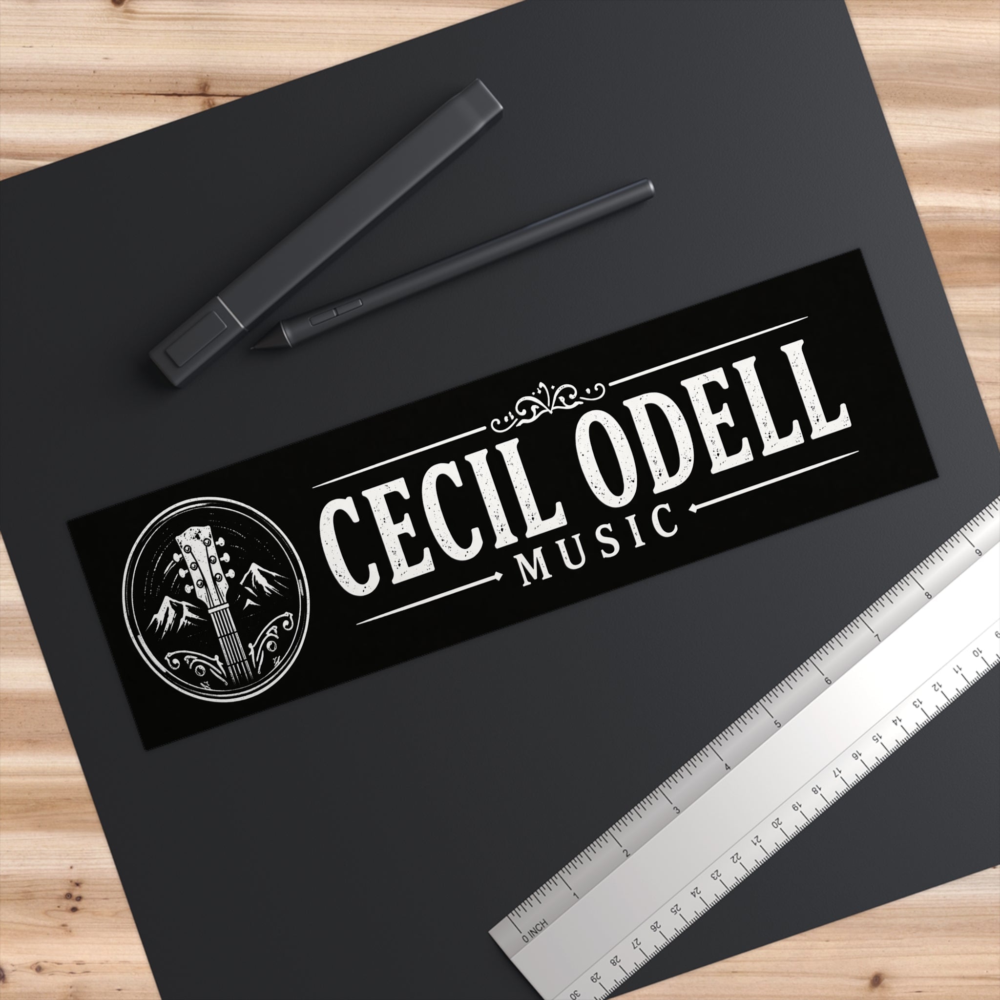 Cecil Odell Music Vinyl Bumper Sticker: Vintage Guitar Logo - Cecil Odell Music