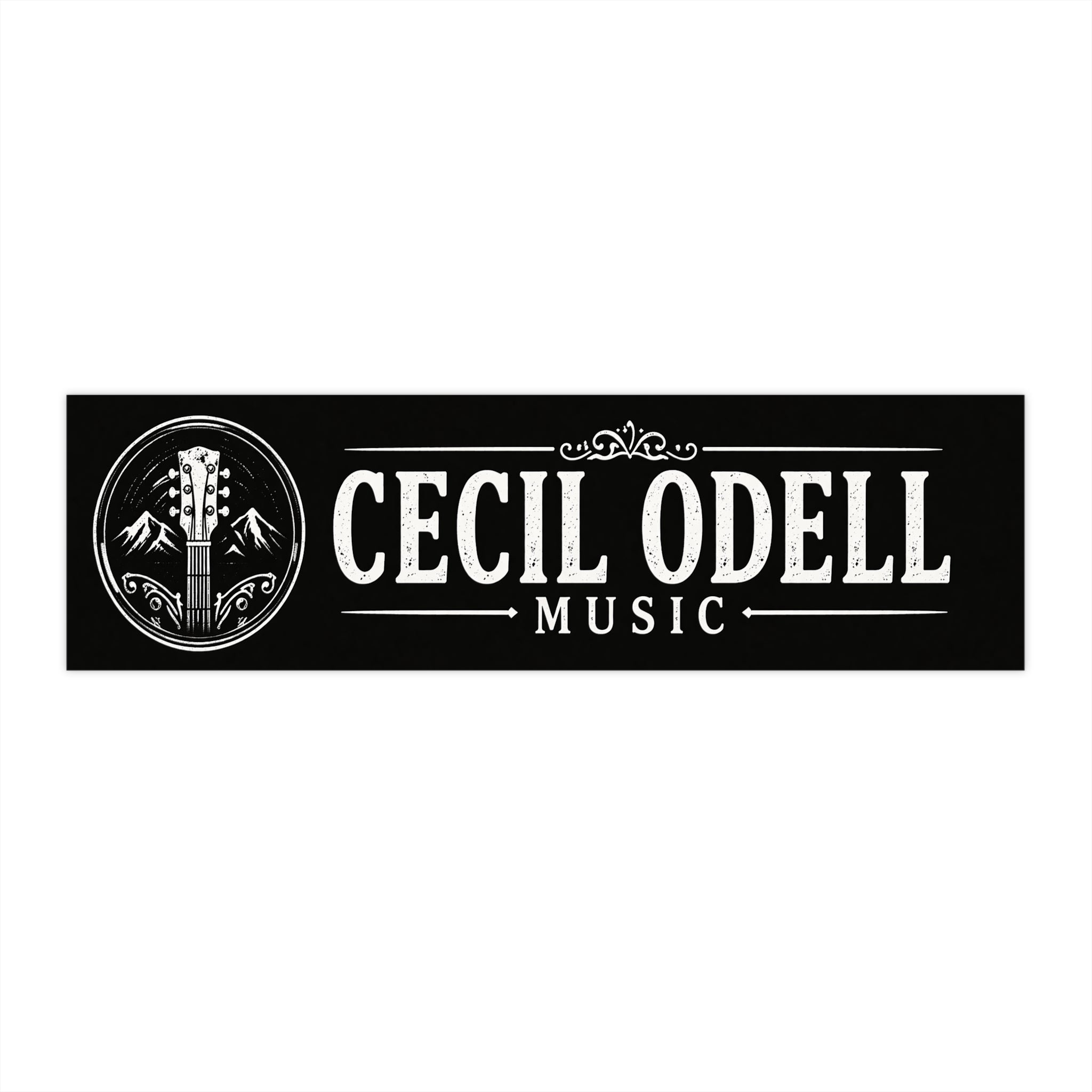 Cecil Odell Music Vinyl Bumper Sticker: Vintage Guitar Logo - Cecil Odell Music