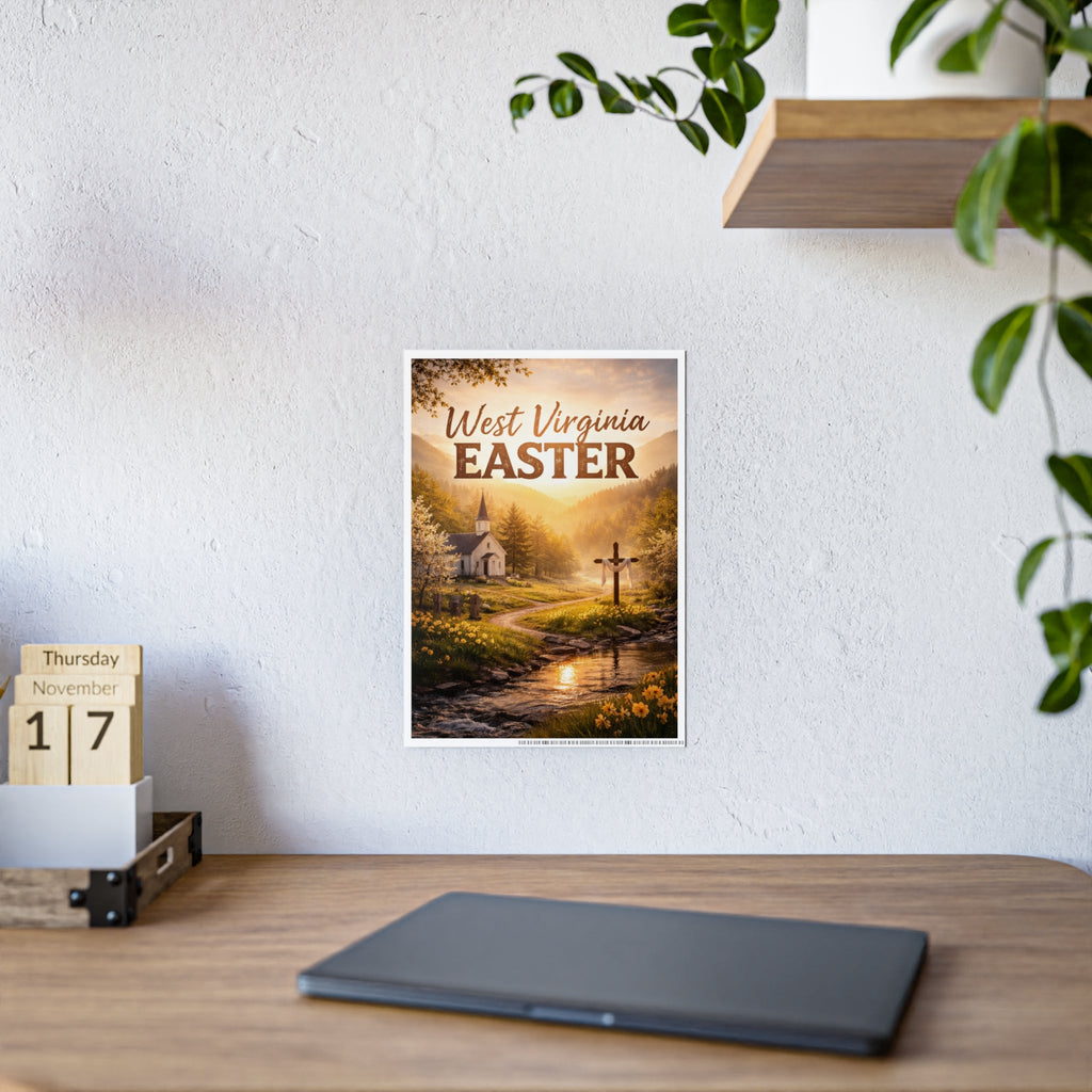 Easter Gloss Poster: "West Virginia Easter" Church & Cross Landscape Print - Cecil Odell Music