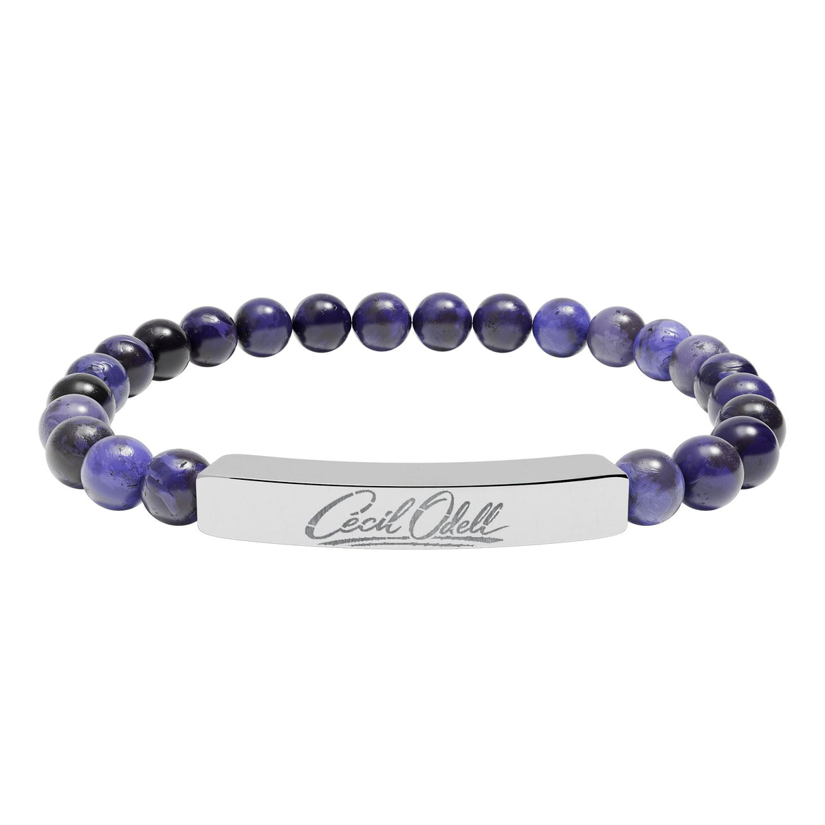 Engravable Natural Stone Bead Bracelet: Stretch Bar Bracelet for Personalized Gifts - Cecil Odell Music