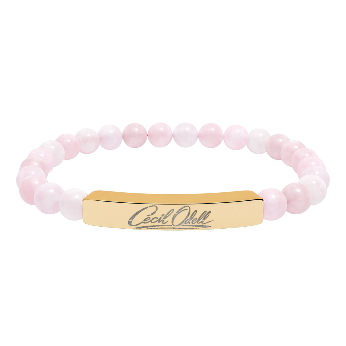 Engravable Natural Stone Bead Bracelet: Stretch Bar Bracelet for Personalized Gifts - Cecil Odell Music