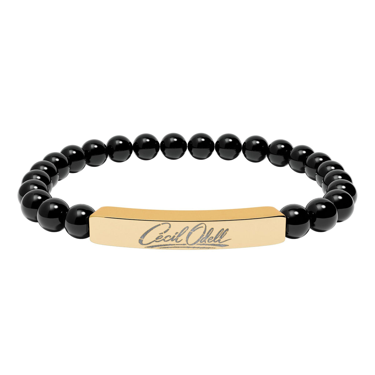 Engravable Natural Stone Bead Bracelet: Stretch Bar Bracelet for Personalized Gifts - Cecil Odell Music