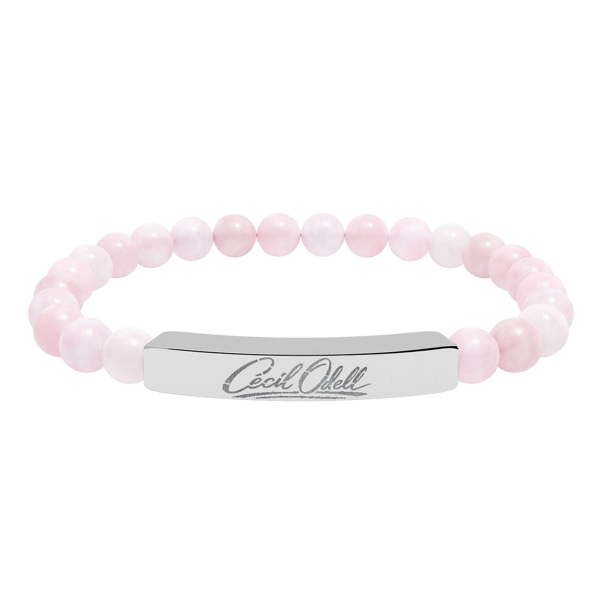 Engravable Natural Stone Bead Bracelet: Stretch Bar Bracelet for Personalized Gifts - Cecil Odell Music