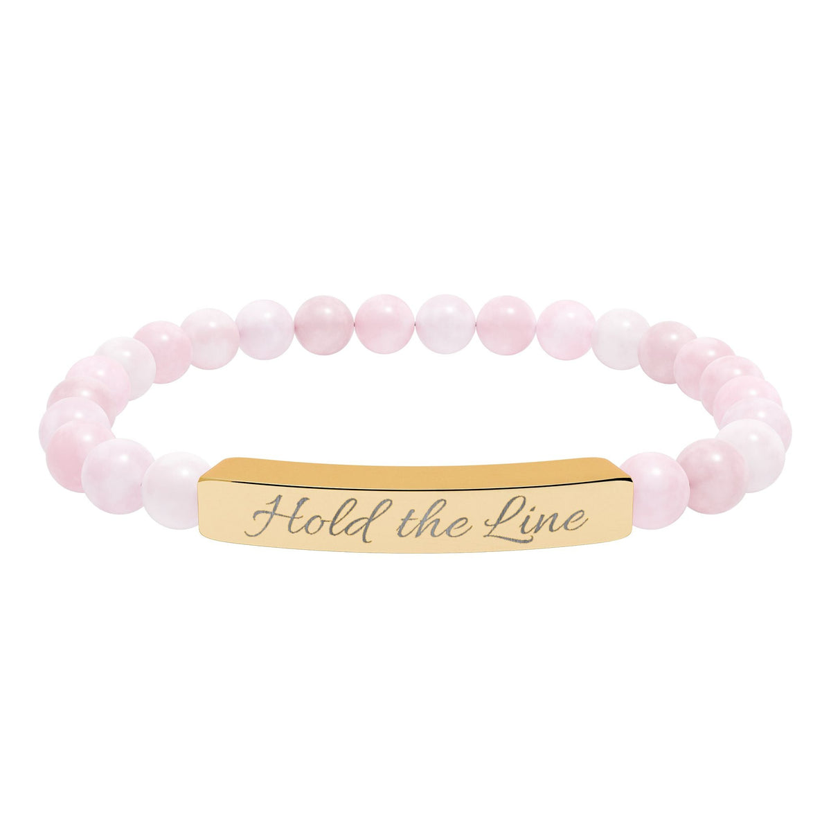 Engraved Natural Stone Bar Bracelet: 'Hold the Line' Stretch Beaded Bracelet - Cecil Odell Music