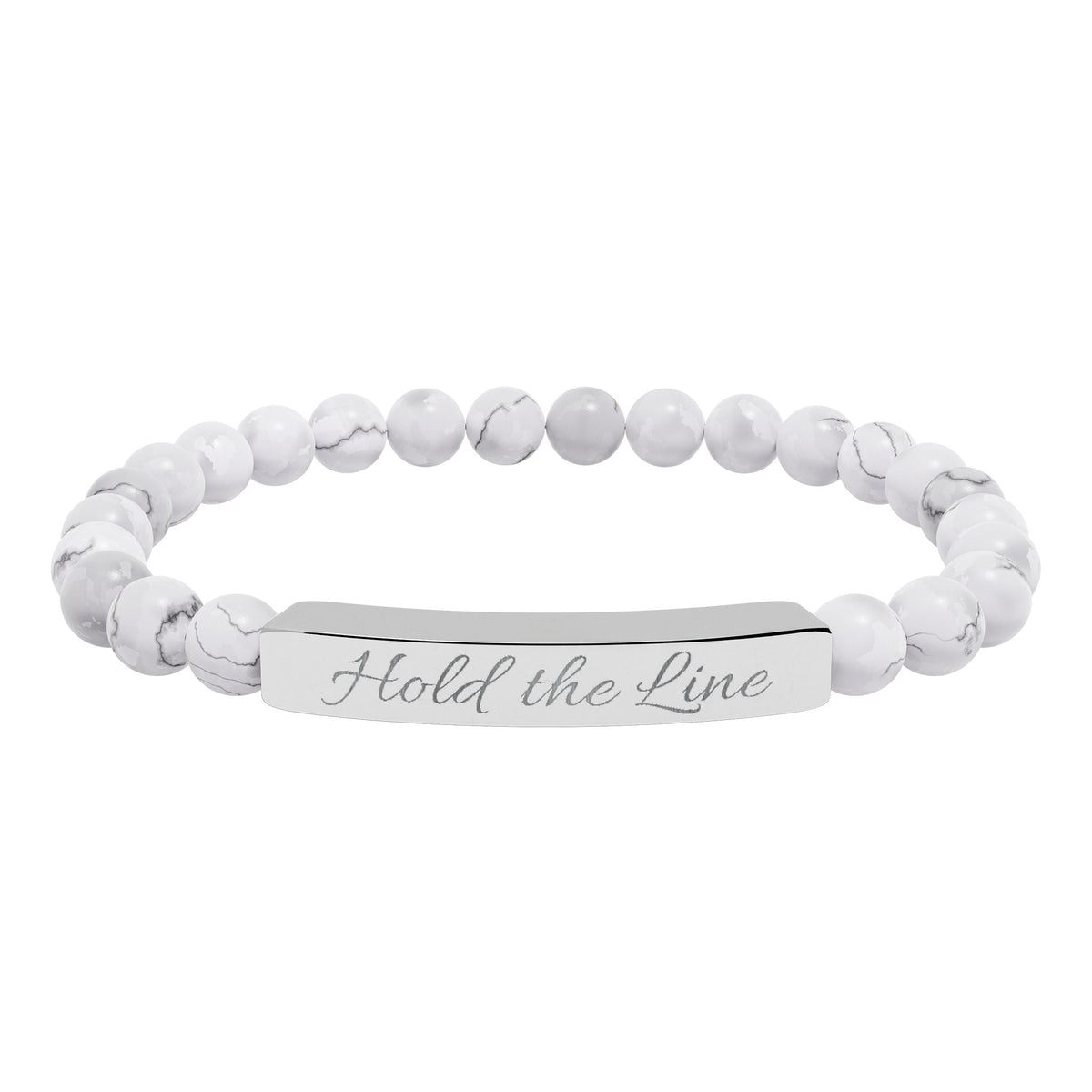 Engraved Natural Stone Bar Bracelet: 'Hold the Line' Stretch Beaded Bracelet - Cecil Odell Music