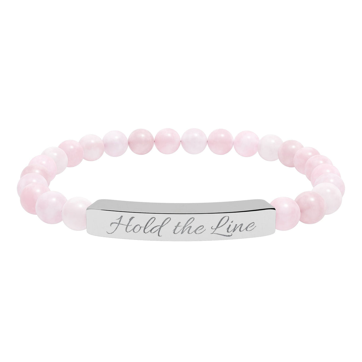 Engraved Natural Stone Bar Bracelet: 'Hold the Line' Stretch Beaded Bracelet - Cecil Odell Music