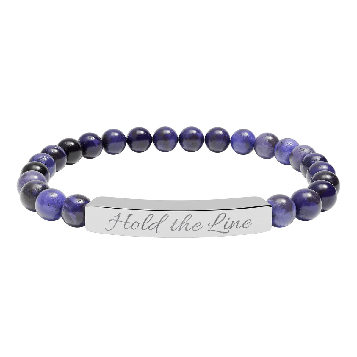 Engraved Natural Stone Bar Bracelet: 'Hold the Line' Stretch Beaded Bracelet - Cecil Odell Music