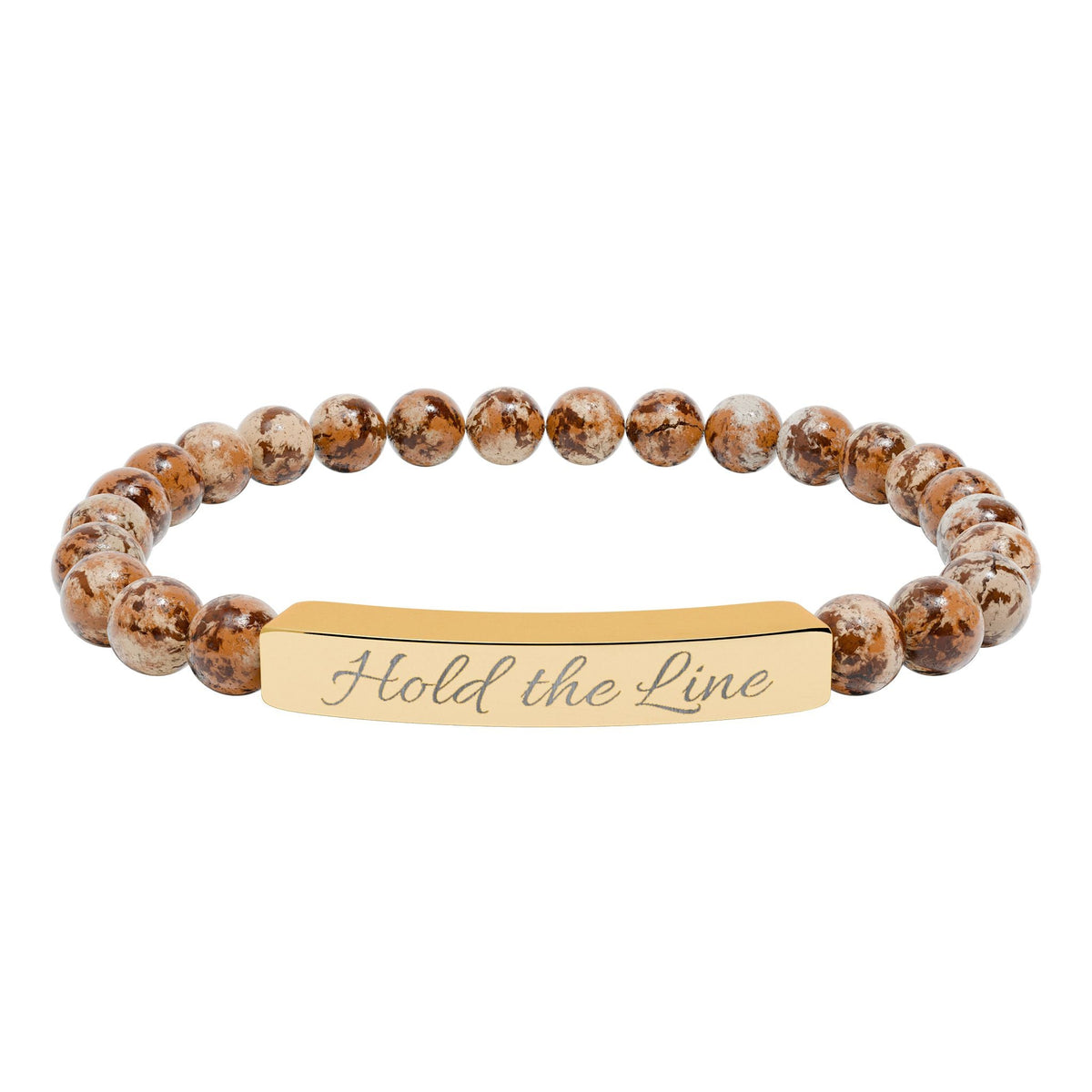 Engraved Natural Stone Bar Bracelet: 'Hold the Line' Stretch Beaded Bracelet - Cecil Odell Music