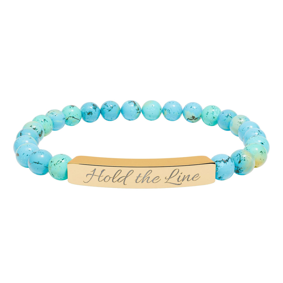 Engraved Natural Stone Bar Bracelet: 'Hold the Line' Stretch Beaded Bracelet - Cecil Odell Music