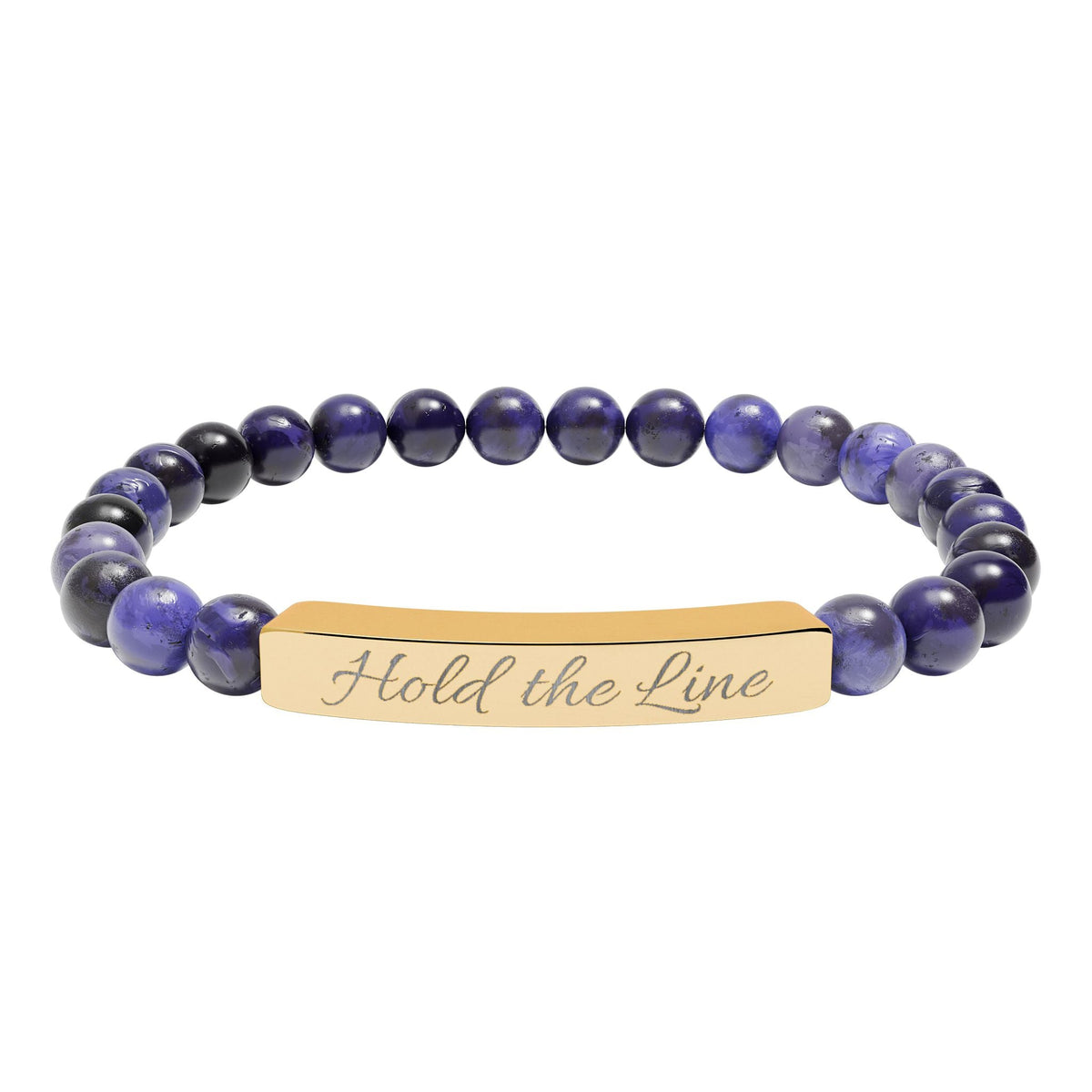 Engraved Natural Stone Bar Bracelet: 'Hold the Line' Stretch Beaded Bracelet - Cecil Odell Music