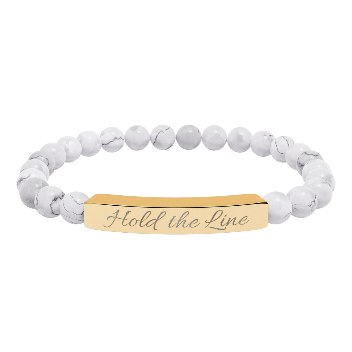 Engraved Natural Stone Bar Bracelet: 'Hold the Line' Stretch Beaded Bracelet - Cecil Odell Music