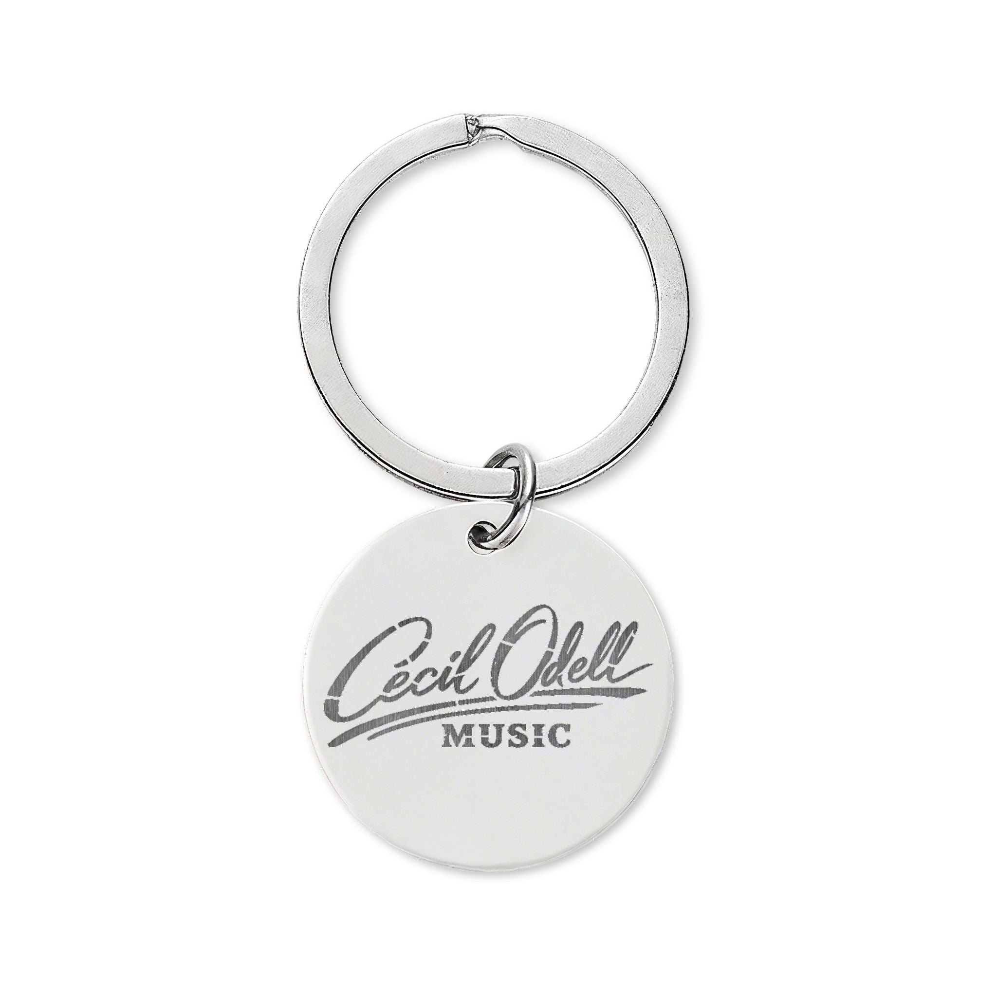 Engraved Stainless Steel Round Keychain: 'Cecil Odell Music' Logo - Cecil Odell Music