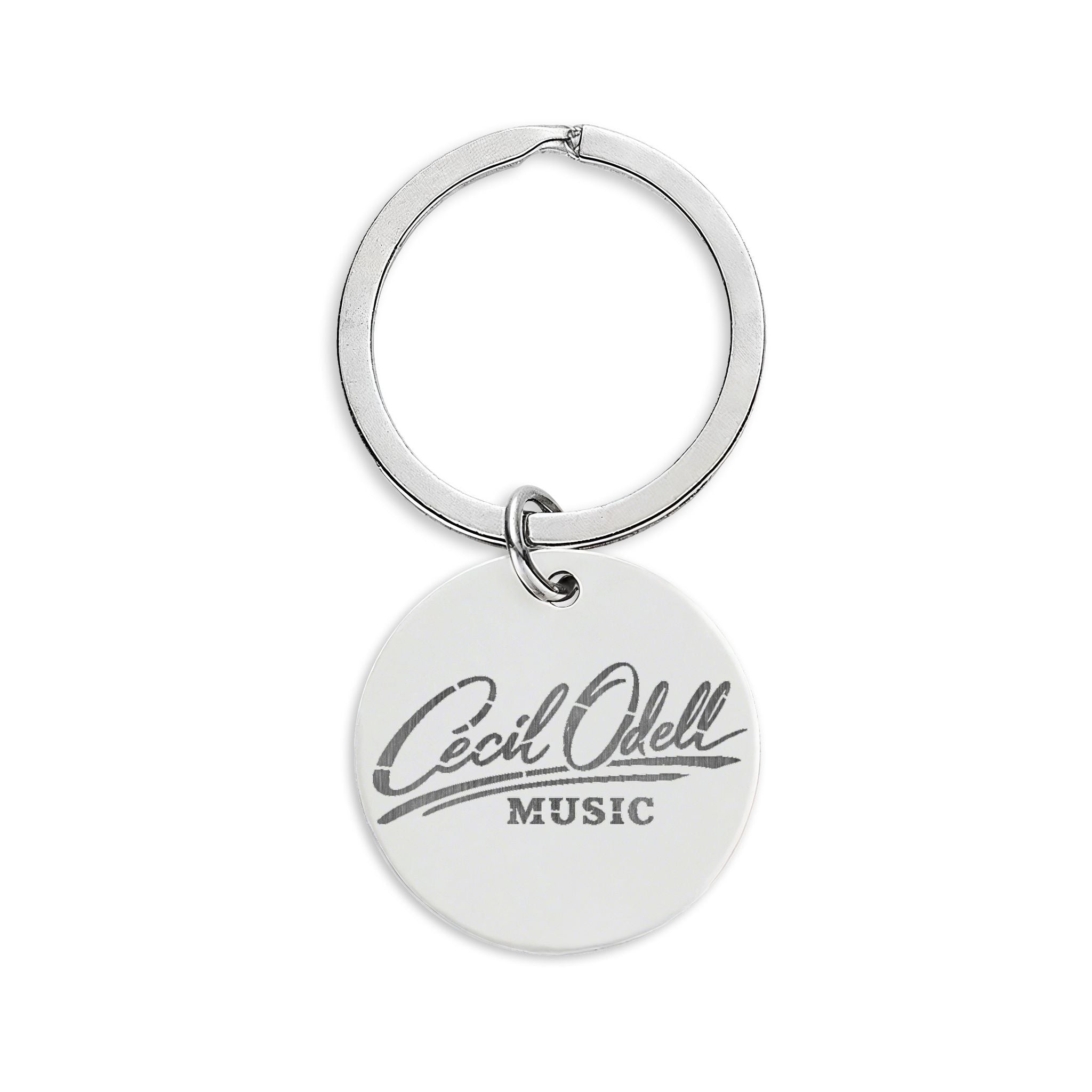 Engraved Stainless Steel Round Keychain: 'Cecil Odell Music' Logo - Cecil Odell Music