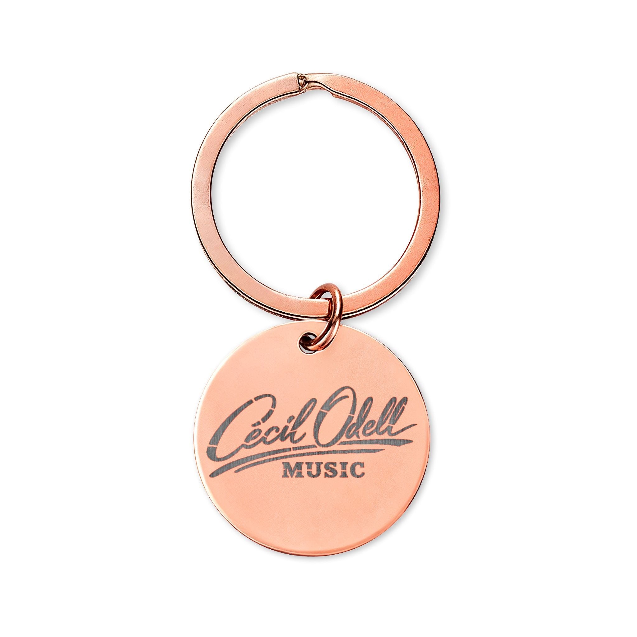 Engraved Stainless Steel Round Keychain: 'Cecil Odell Music' Logo - Cecil Odell Music