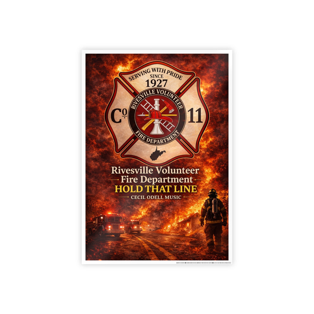 Fire Department Gloss Poster: Rivesville Volunteer Fire Dept. "Hold That Line" Commemorative Print - Cecil Odell Music