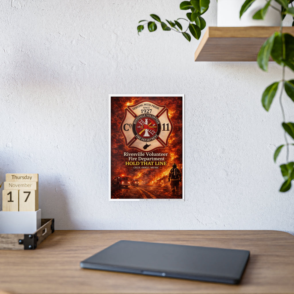 Fire Department Gloss Poster: Rivesville Volunteer Fire Dept. "Hold That Line" Commemorative Print - Cecil Odell Music