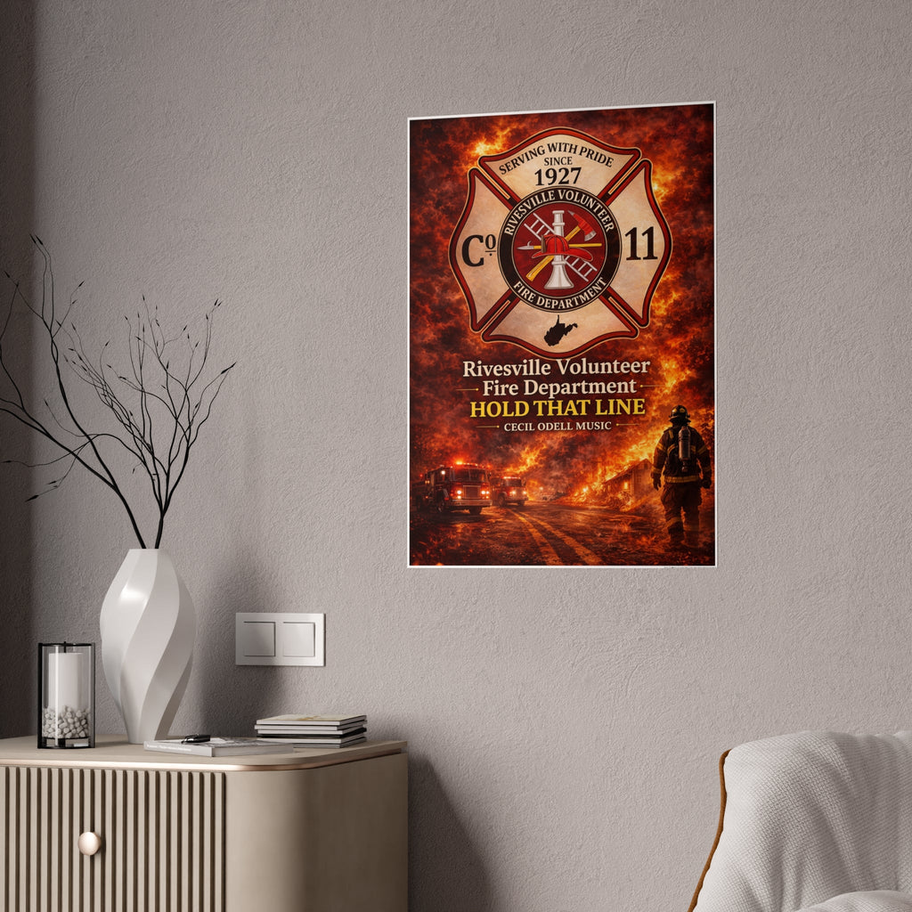 Fire Department Gloss Poster: Rivesville Volunteer Fire Dept. "Hold That Line" Commemorative Print - Cecil Odell Music
