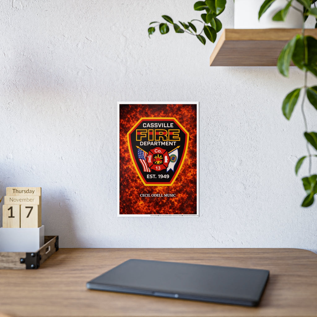 Fire Department Poster: Cassville Fire Dept. Shield Gloss Print (Est. 1949) - Cecil Odell Music
