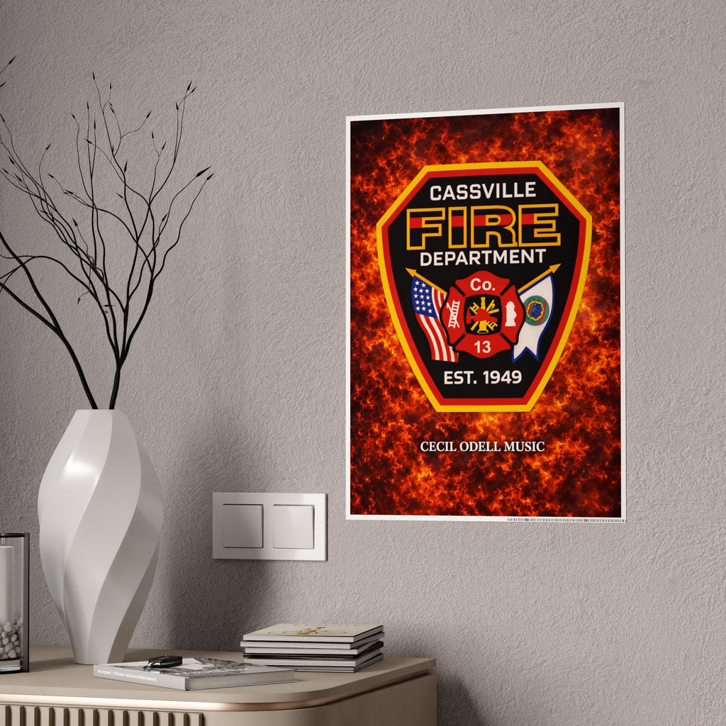 Fire Department Poster: Cassville Fire Dept. Shield Gloss Print (Est. 1949) - Cecil Odell Music