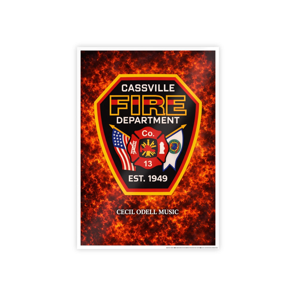 Fire Department Poster: Cassville Fire Dept. Shield Gloss Print (Est. 1949) - Cecil Odell Music