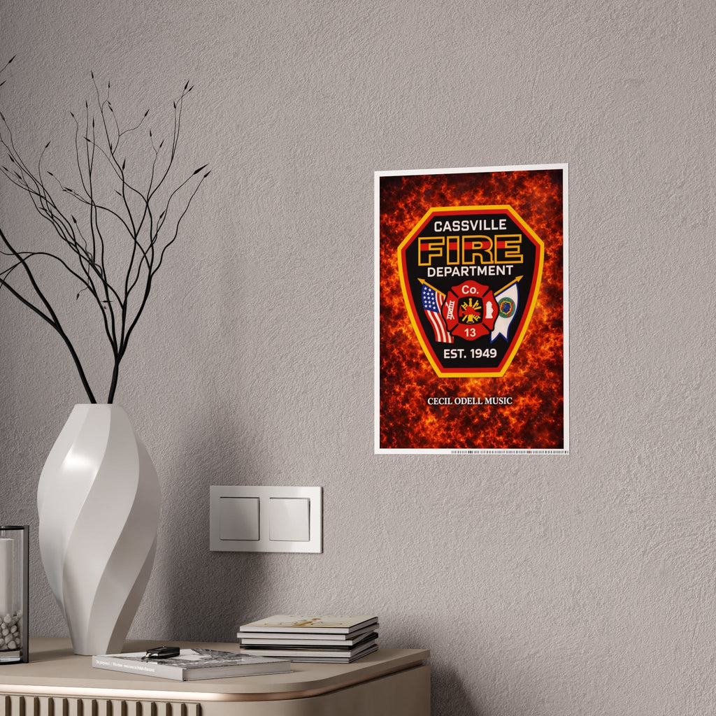 Fire Department Poster: Cassville Fire Dept. Shield Gloss Print (Est. 1949) - Cecil Odell Music