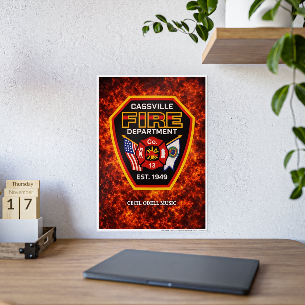 Fire Department Poster: Cassville Fire Dept. Shield Gloss Print (Est. 1949) - Cecil Odell Music