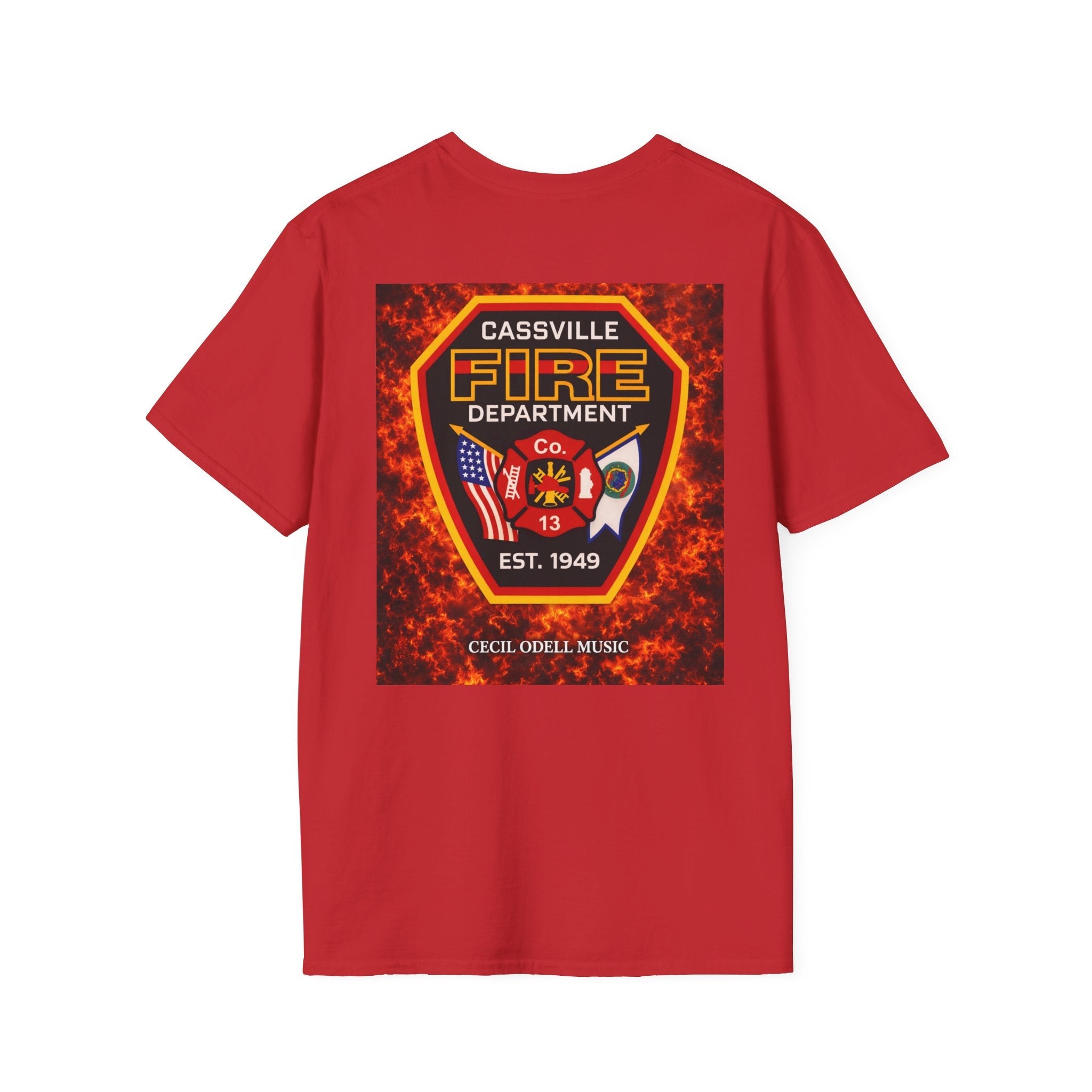 Fire Department T-Shirt: Cassville Fire Dept Patch Design - Cecil Odell Music