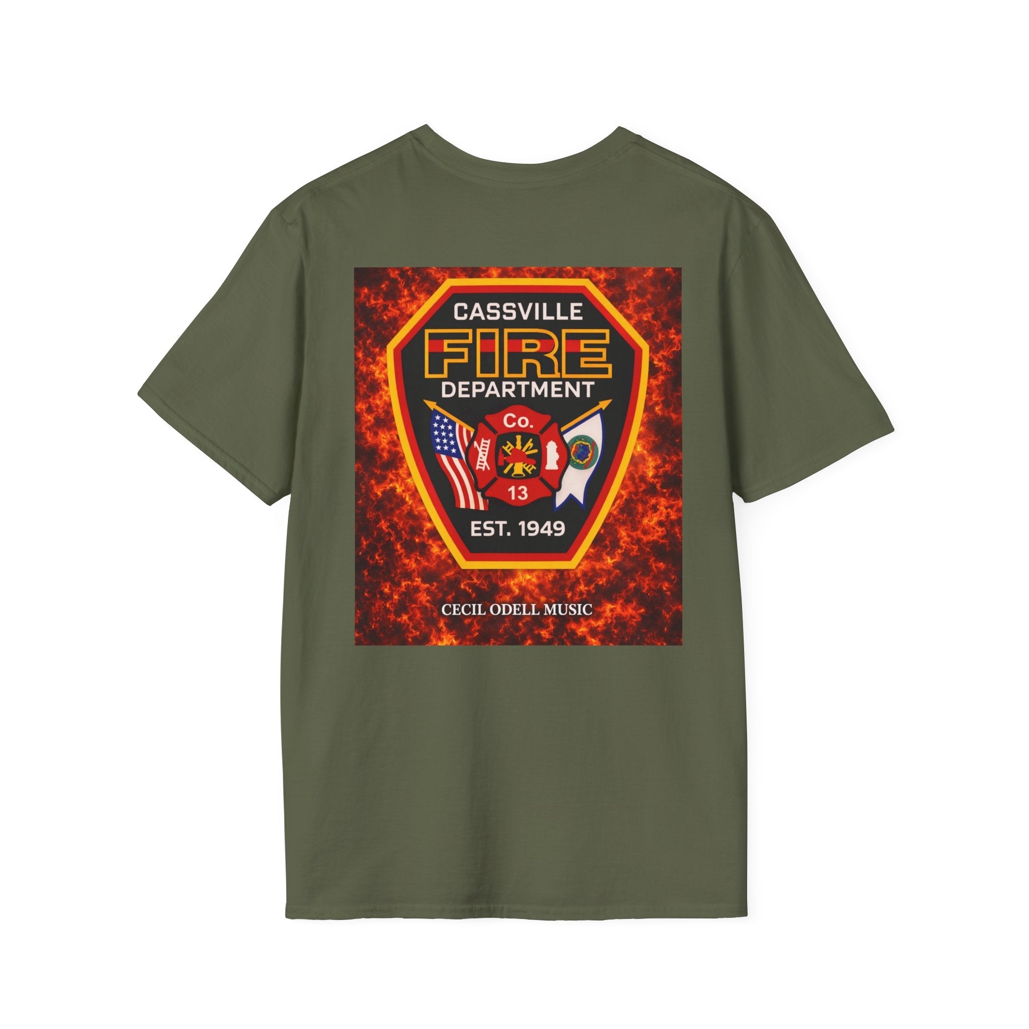Fire Department T-Shirt: Cassville Fire Dept Patch Design - Cecil Odell Music