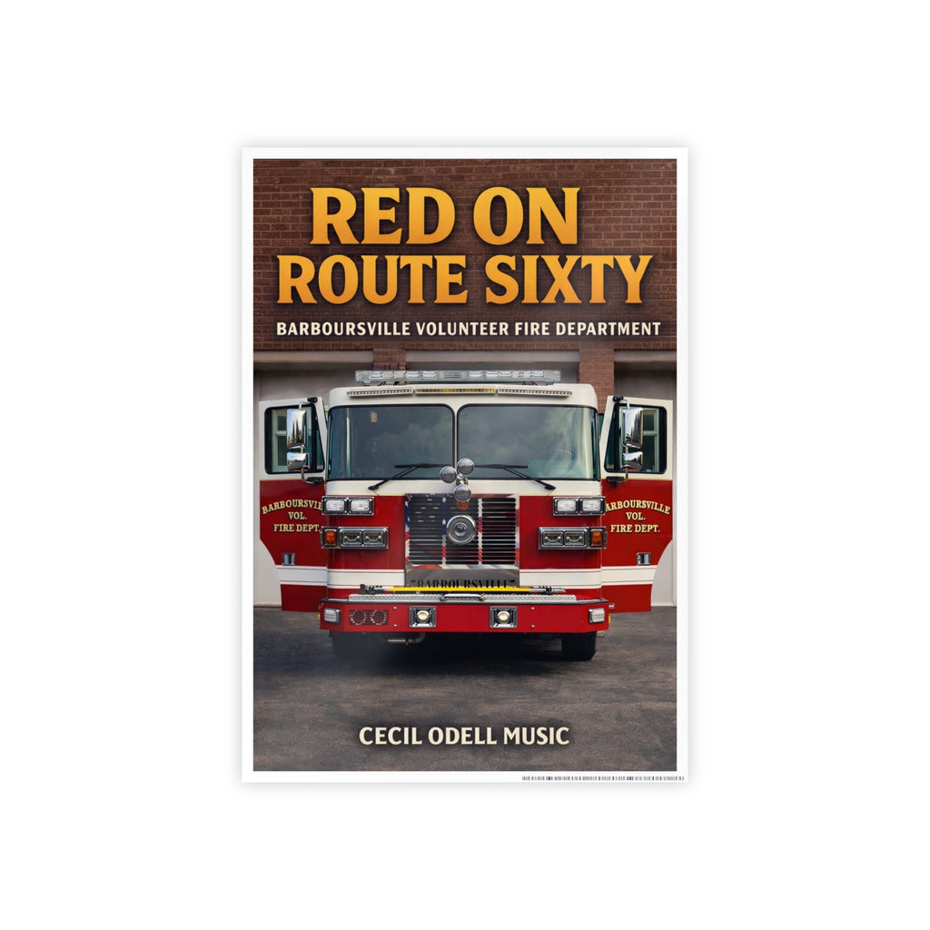 Fire Truck Poster - "Red on Route Sixty" Gloss Print (Barboursville Volunteer Fire Dept.) - Cecil Odell Music