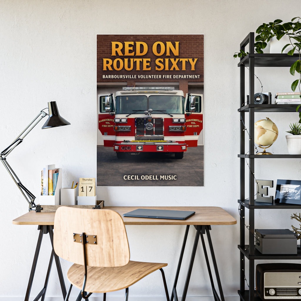 Fire Truck Poster - "Red on Route Sixty" Gloss Print (Barboursville Volunteer Fire Dept.) - Cecil Odell Music