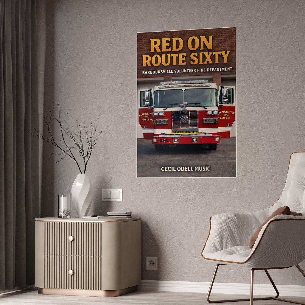 Fire Truck Poster - "Red on Route Sixty" Gloss Print (Barboursville Volunteer Fire Dept.) - Cecil Odell Music