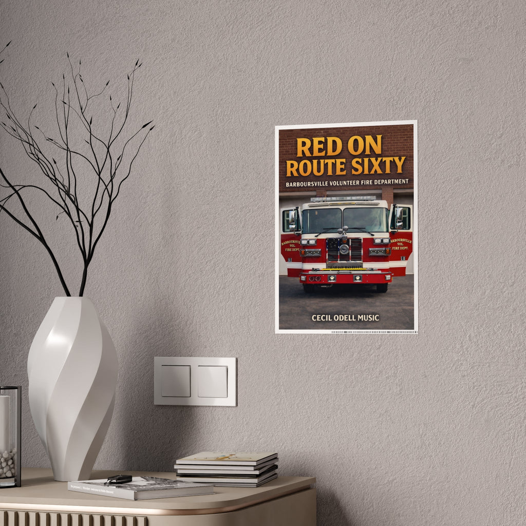 Fire Truck Poster - "Red on Route Sixty" Gloss Print (Barboursville Volunteer Fire Dept.) - Cecil Odell Music
