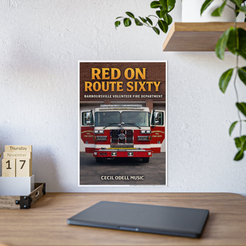 Fire Truck Poster - "Red on Route Sixty" Gloss Print (Barboursville Volunteer Fire Dept.) - Cecil Odell Music