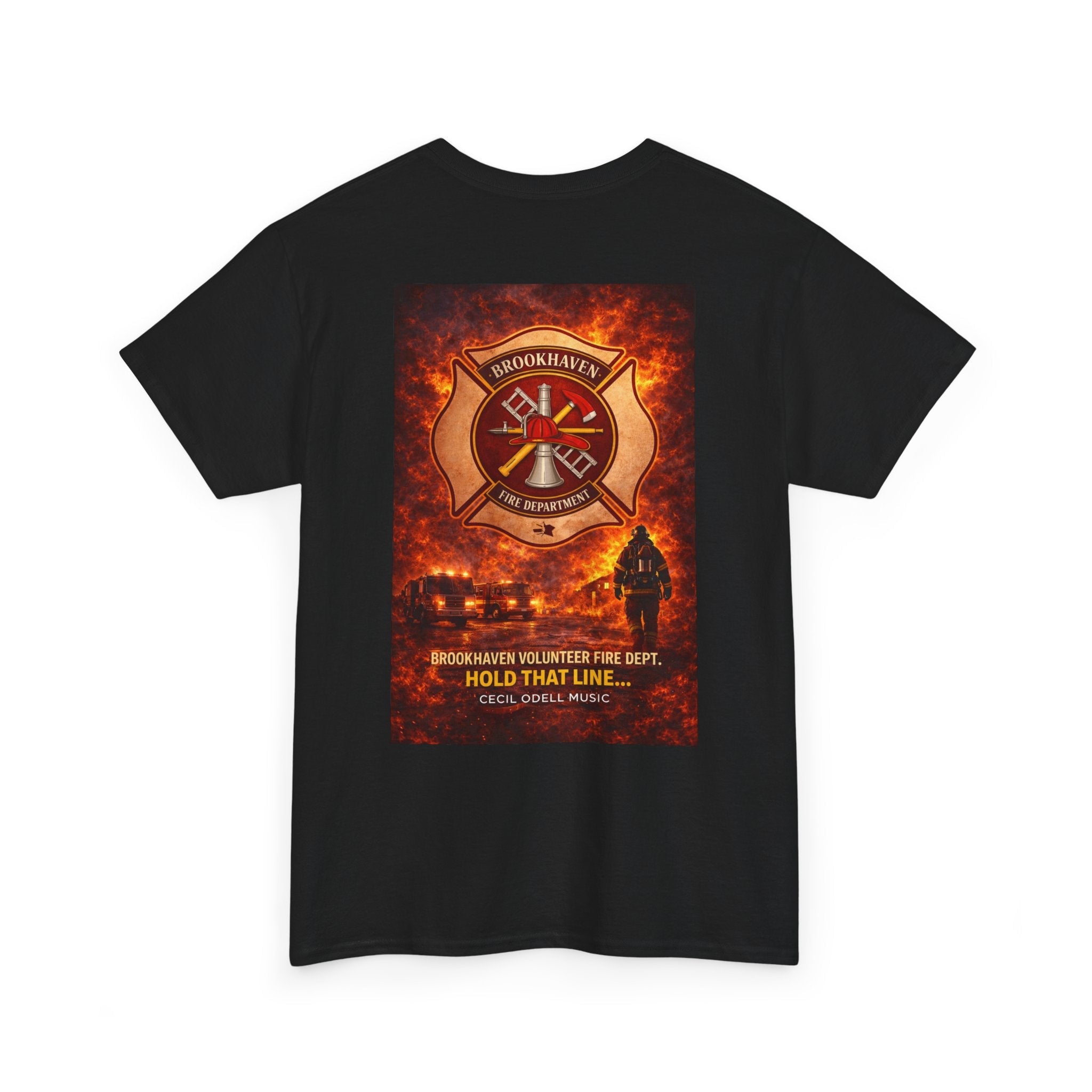 Firefighter T-Shirt: 'Hold That Line' Brookeville Volunteer Fire Dept. Memorial Tee - Cecil Odell Music