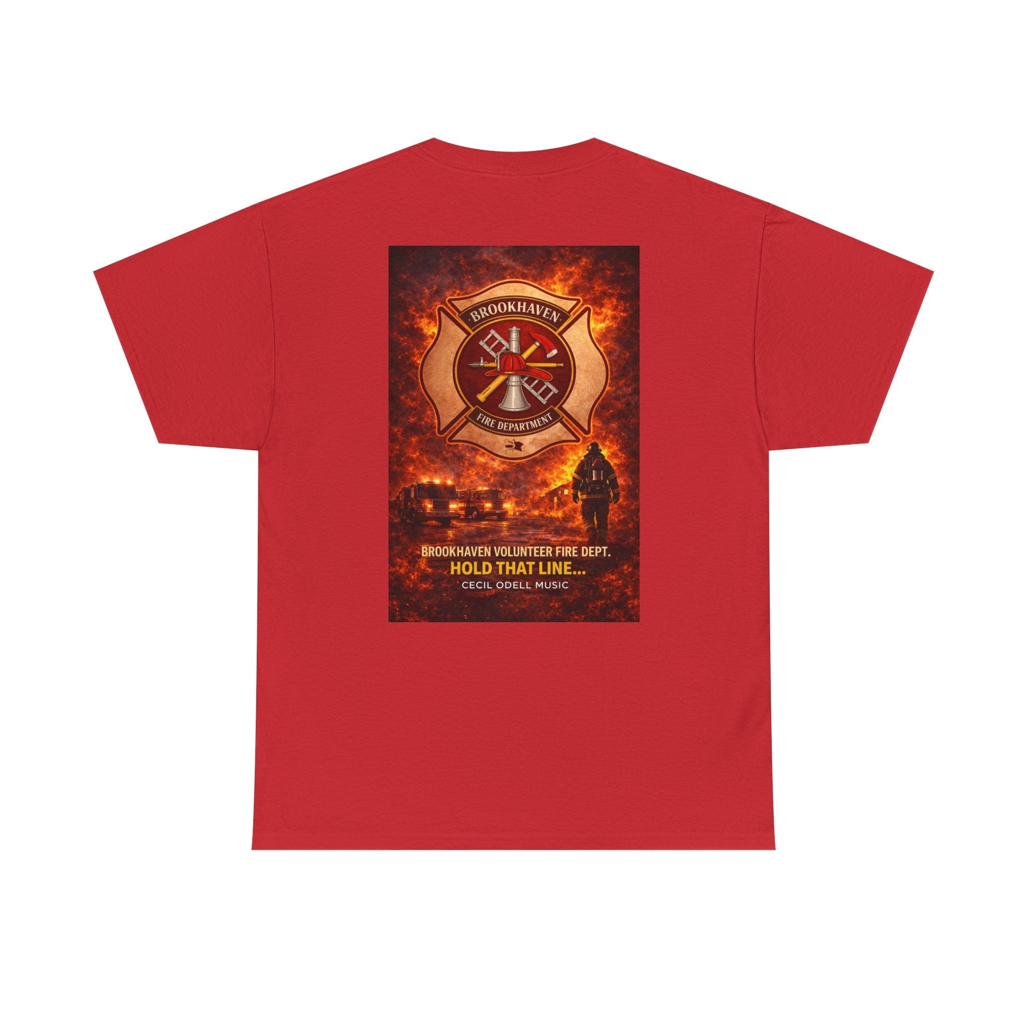 Firefighter T-Shirt: 'Hold That Line' Brookeville Volunteer Fire Dept. Memorial Tee - Cecil Odell Music