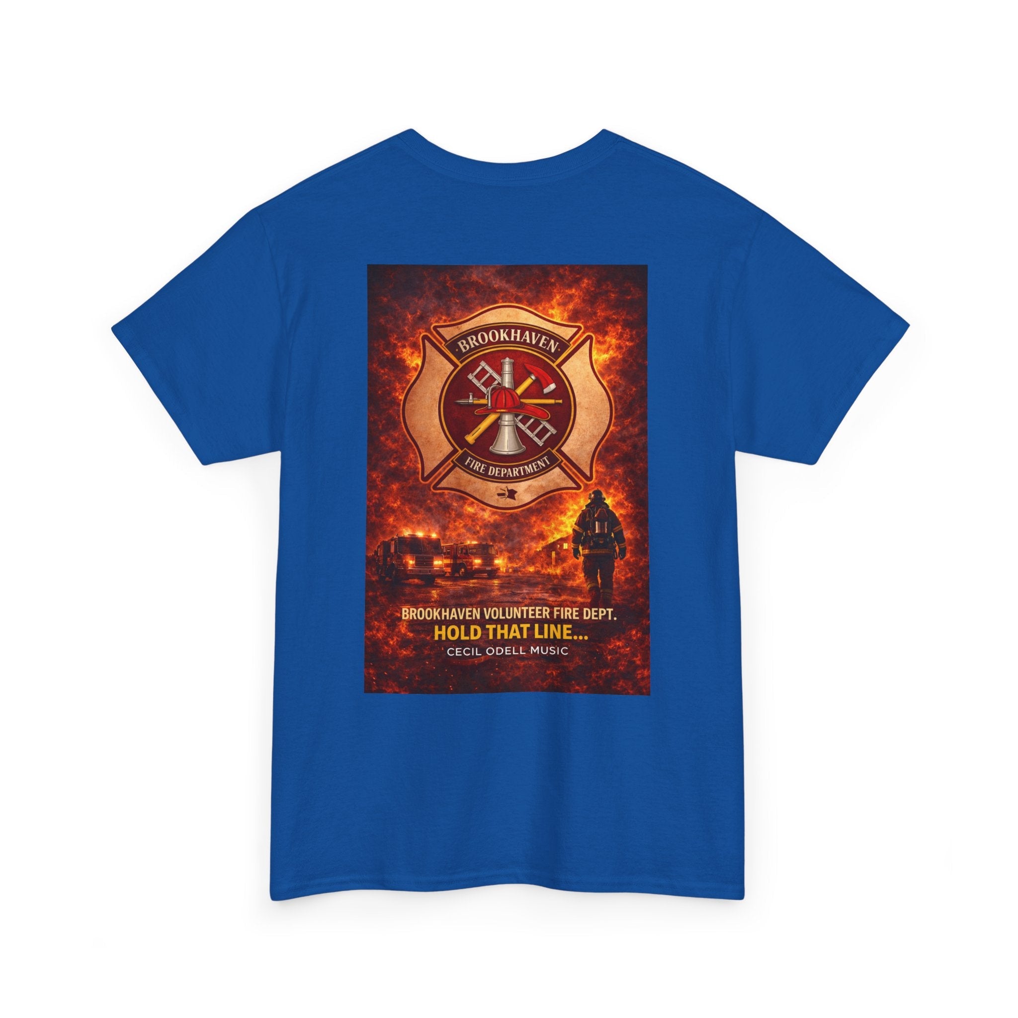 Firefighter T-Shirt: 'Hold That Line' Brookeville Volunteer Fire Dept. Memorial Tee - Cecil Odell Music