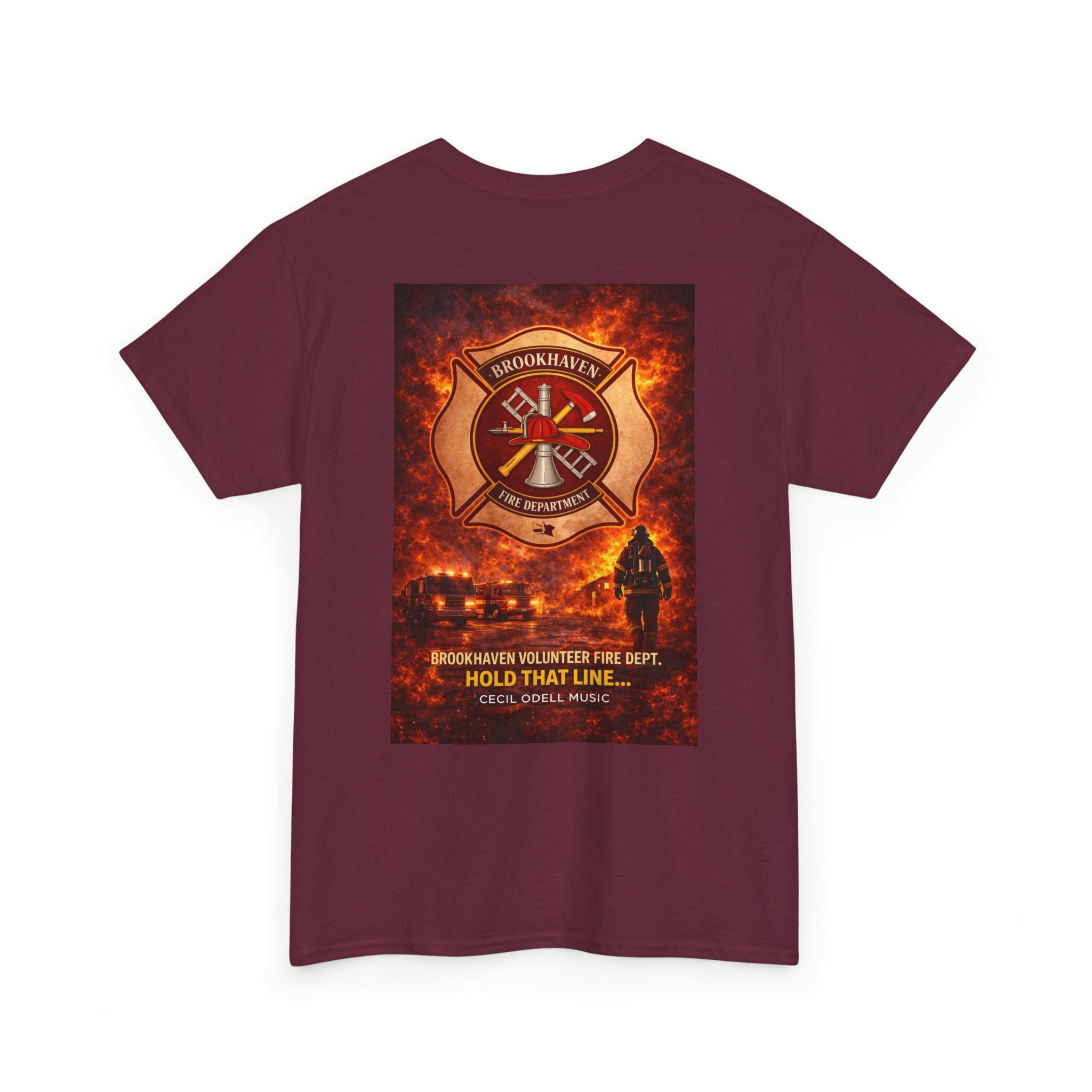 Firefighter T-Shirt: 'Hold That Line' Brookeville Volunteer Fire Dept. Memorial Tee - Cecil Odell Music