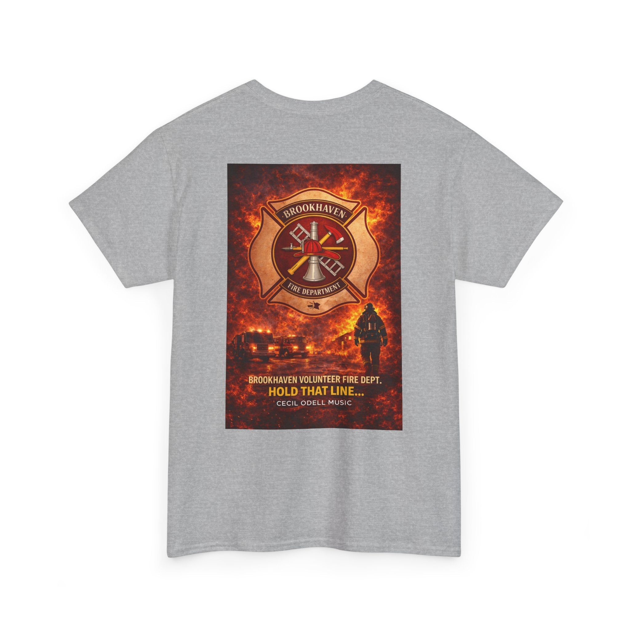 Firefighter T-Shirt: 'Hold That Line' Brookeville Volunteer Fire Dept. Memorial Tee - Cecil Odell Music