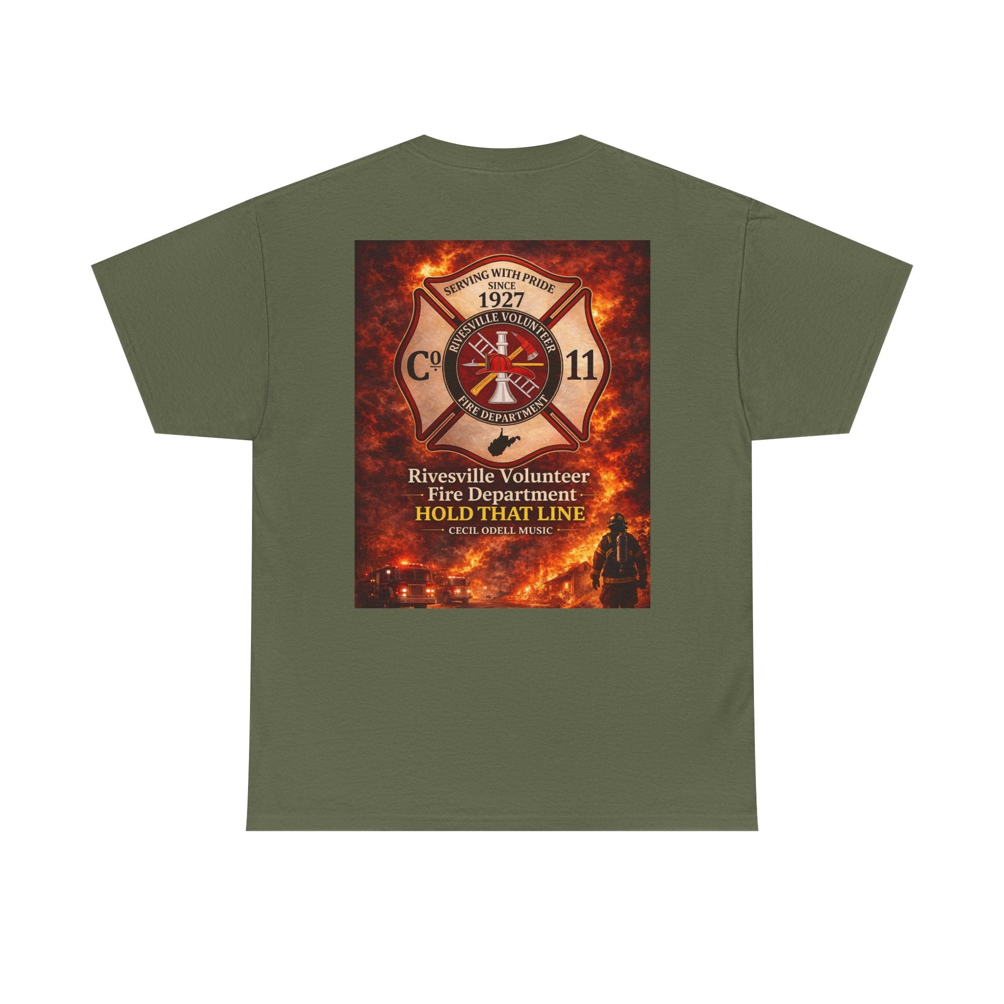 Firefighter T-Shirt: Rivesville Volunteer Fire Department “Hold That Line” Tribute Tee - Cecil Odell Music