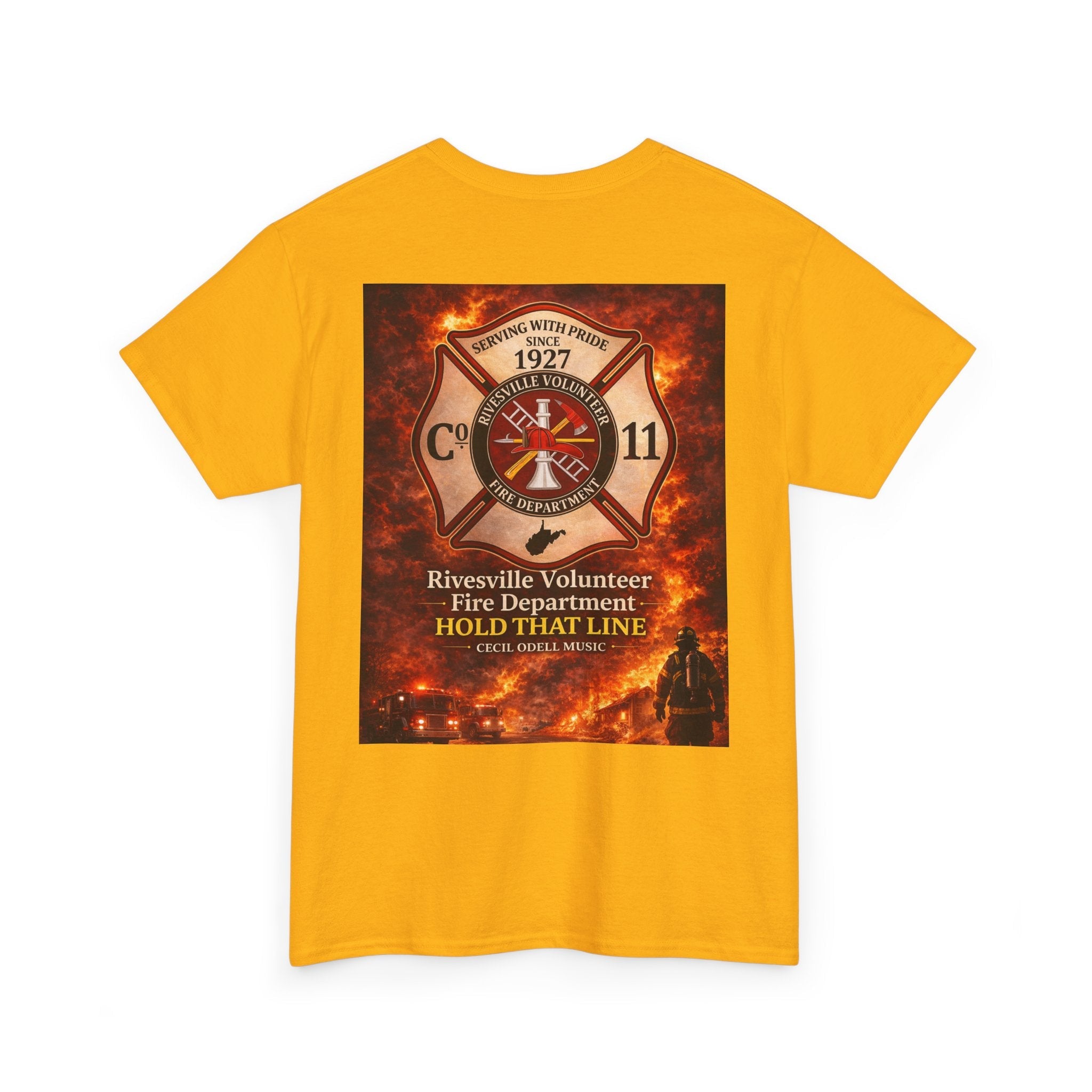 Firefighter T-Shirt: Rivesville Volunteer Fire Department “Hold That Line” Tribute Tee - Cecil Odell Music