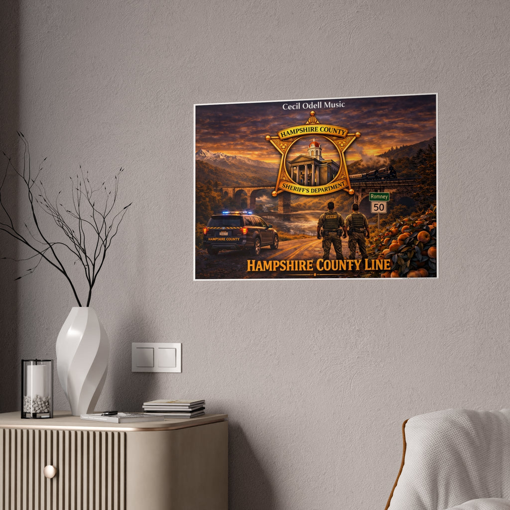 Hampshire County Sheriff Poster: Gloss Police Badge Wall Art - Cecil Odell Music