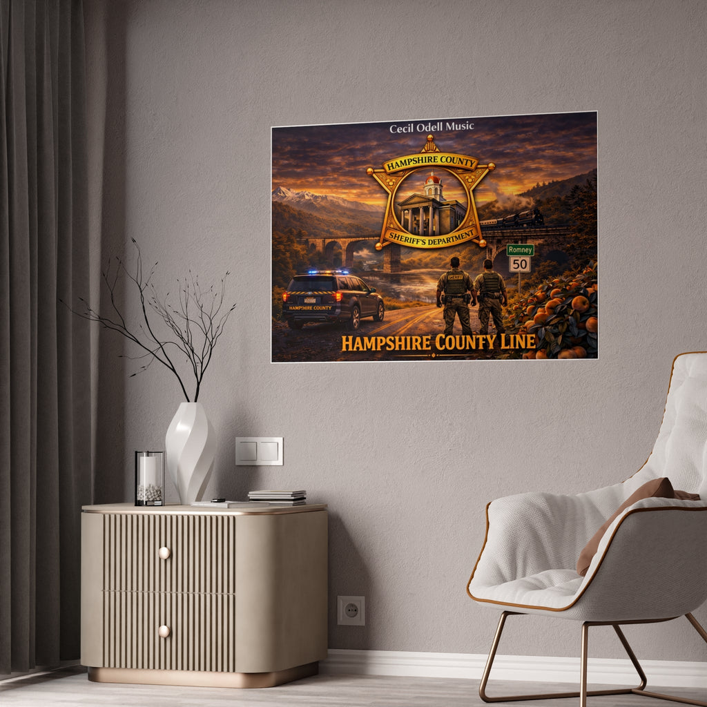 Hampshire County Sheriff Poster: Gloss Police Badge Wall Art - Cecil Odell Music