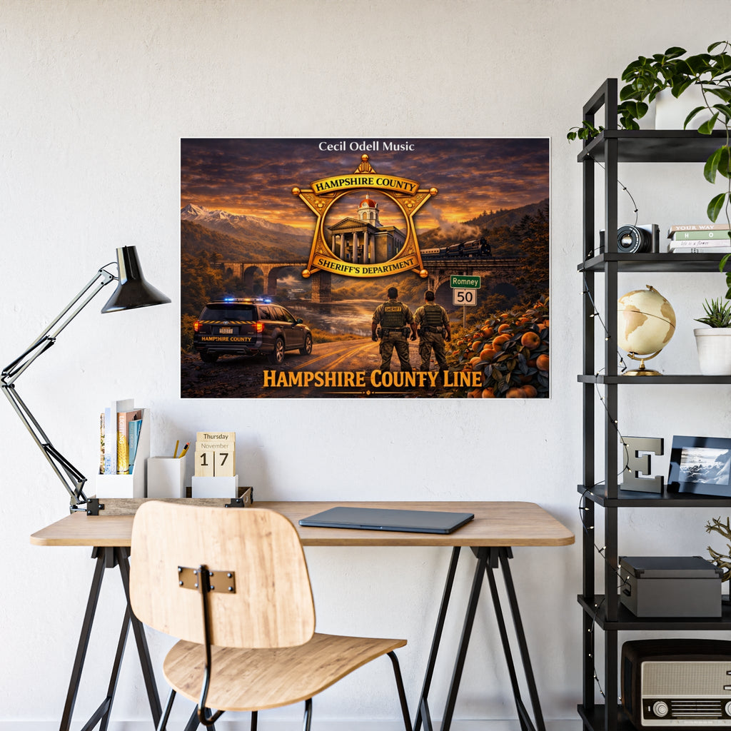 Hampshire County Sheriff Poster: Gloss Police Badge Wall Art - Cecil Odell Music