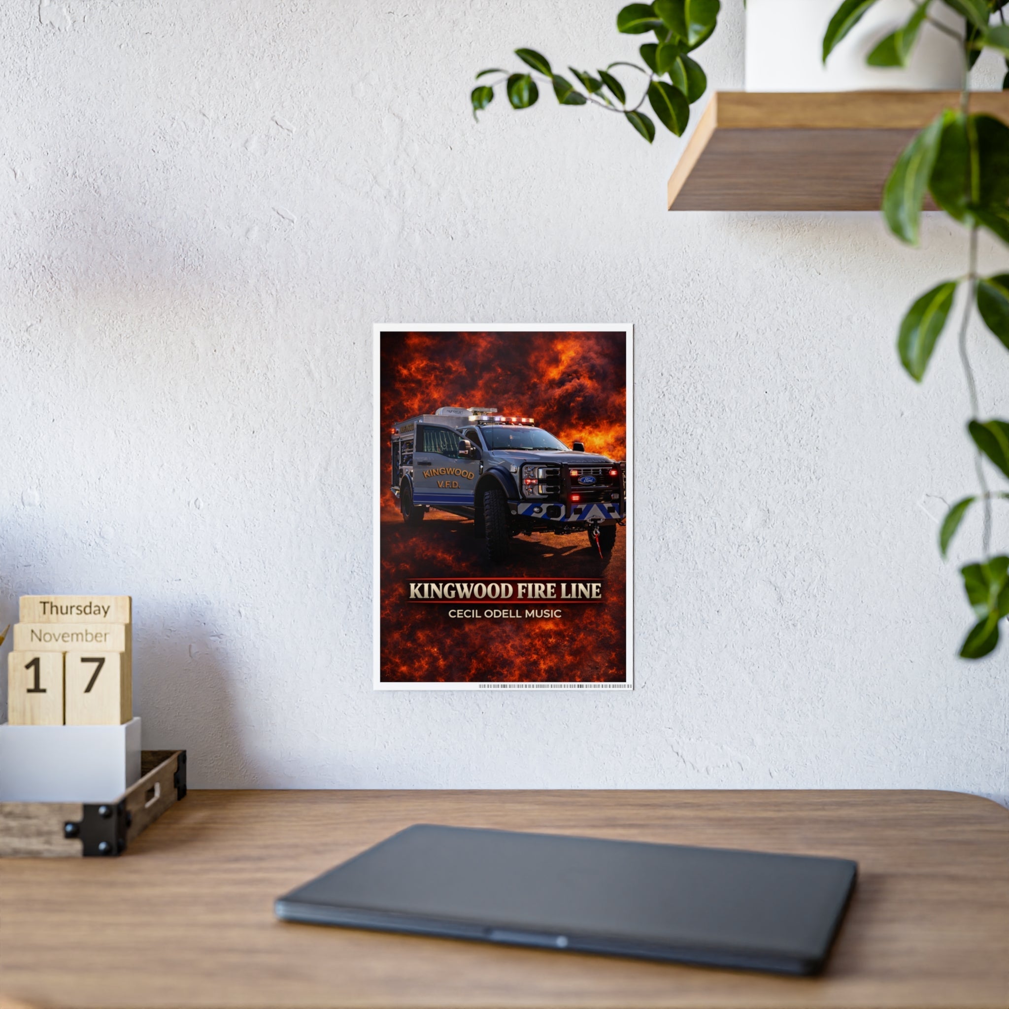 Kingwood Fire Line Poster: Fire Rescue Truck Wall Art - Cecil Odell Music