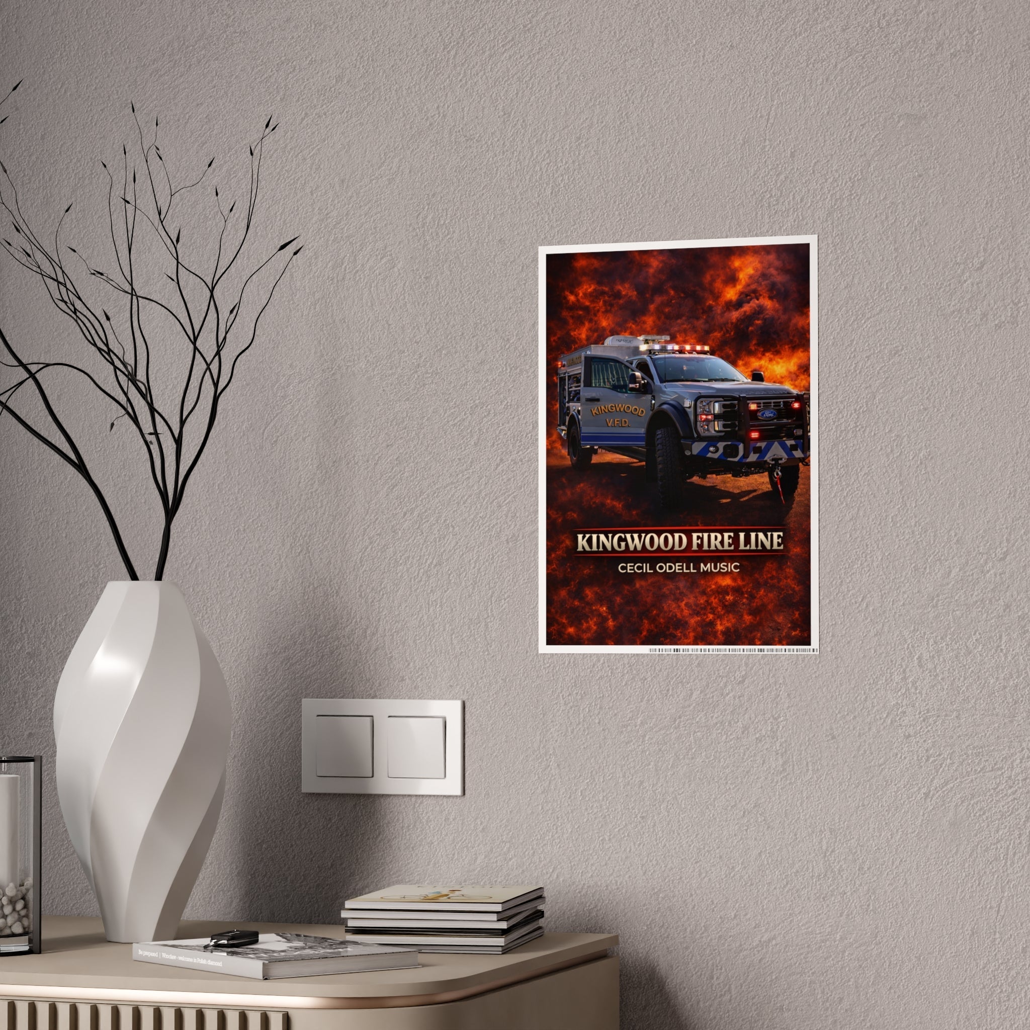 Kingwood Fire Line Poster: Fire Rescue Truck Wall Art - Cecil Odell Music