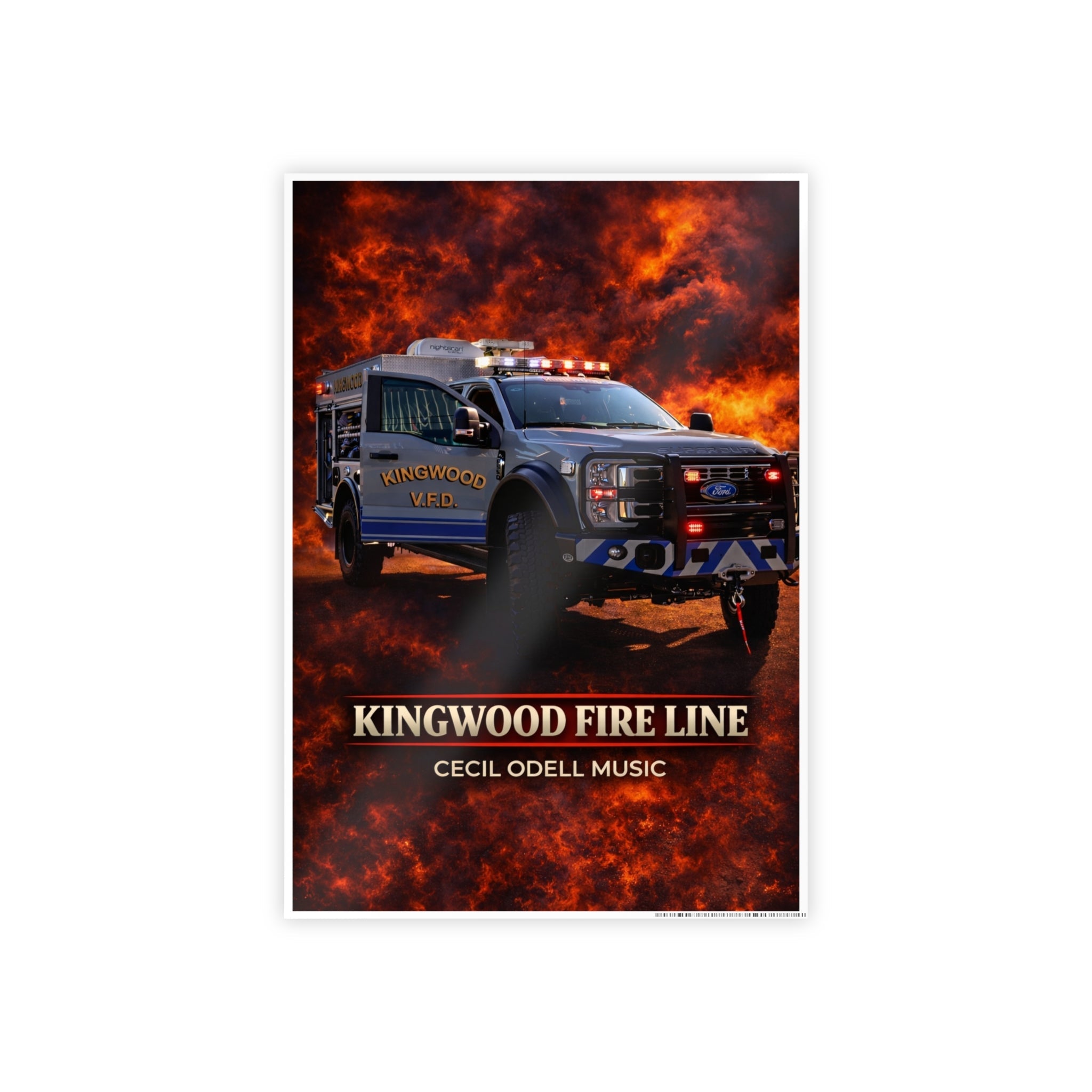 Kingwood Fire Line Poster: Fire Rescue Truck Wall Art - Cecil Odell Music