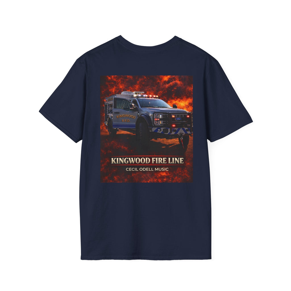 Kingwood Fire Line T-Shirt: Firetruck Graphic Tee ("Kingwood Fire Line" Back Print) - Cecil Odell Music