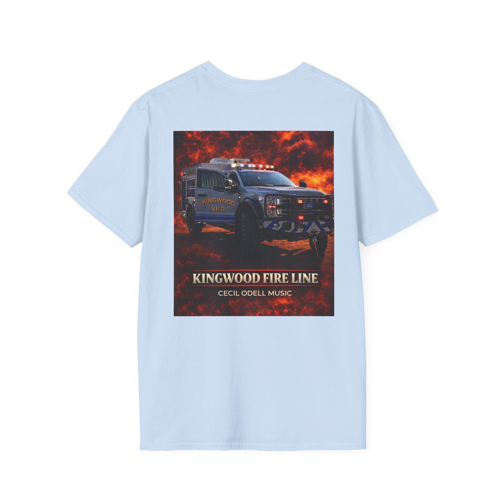 Kingwood Fire Line T-Shirt: Firetruck Graphic Tee ("Kingwood Fire Line" Back Print) - Cecil Odell Music