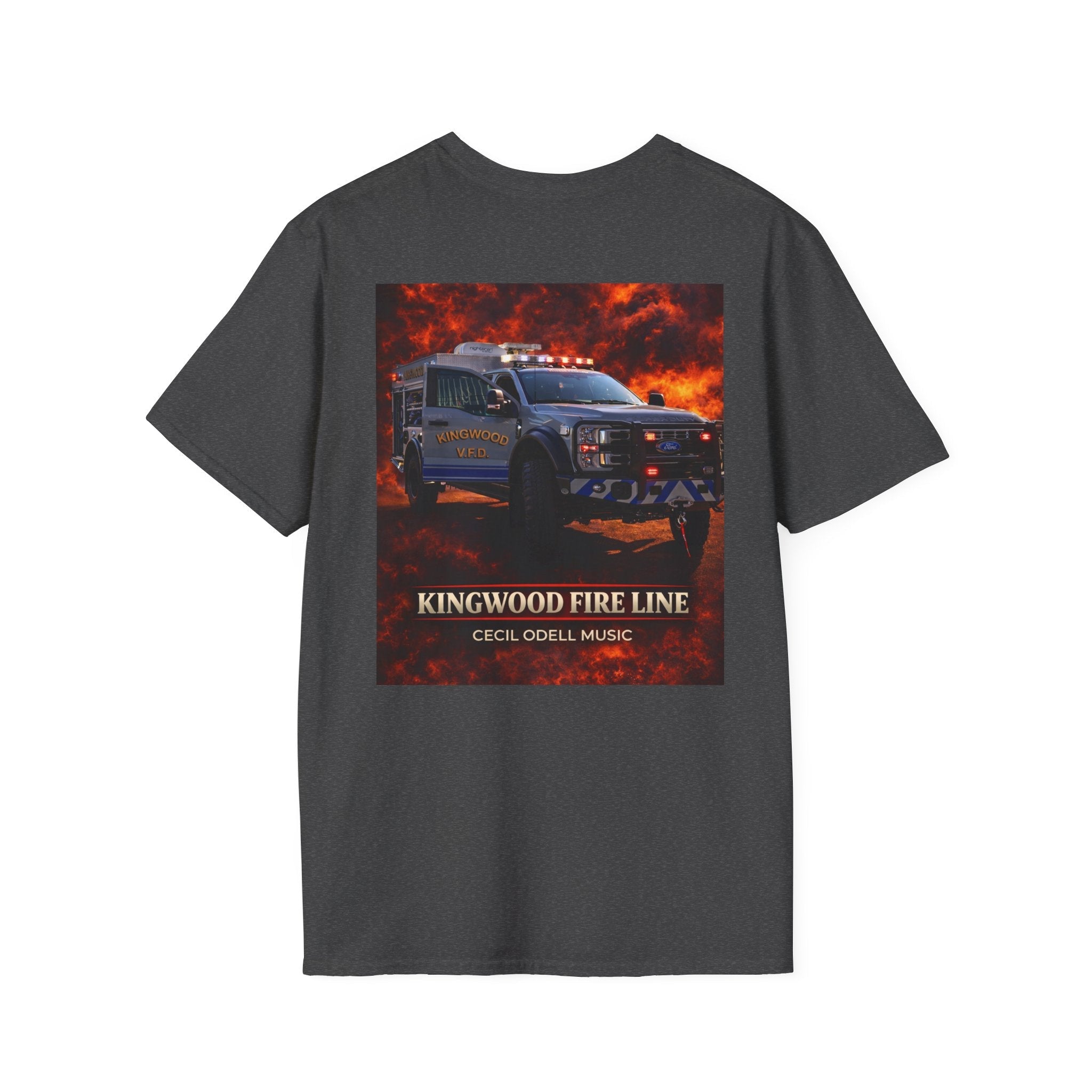 Kingwood Fire Line T-Shirt: Firetruck Graphic Tee ("Kingwood Fire Line" Back Print) - Cecil Odell Music