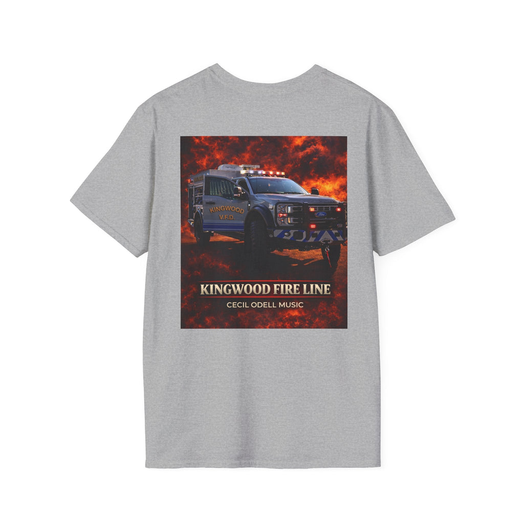 Kingwood Fire Line T-Shirt: Firetruck Graphic Tee ("Kingwood Fire Line" Back Print) - Cecil Odell Music